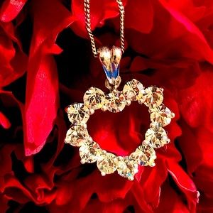 Delicate .925 Sterling + CZ Heart Shaped Necklace